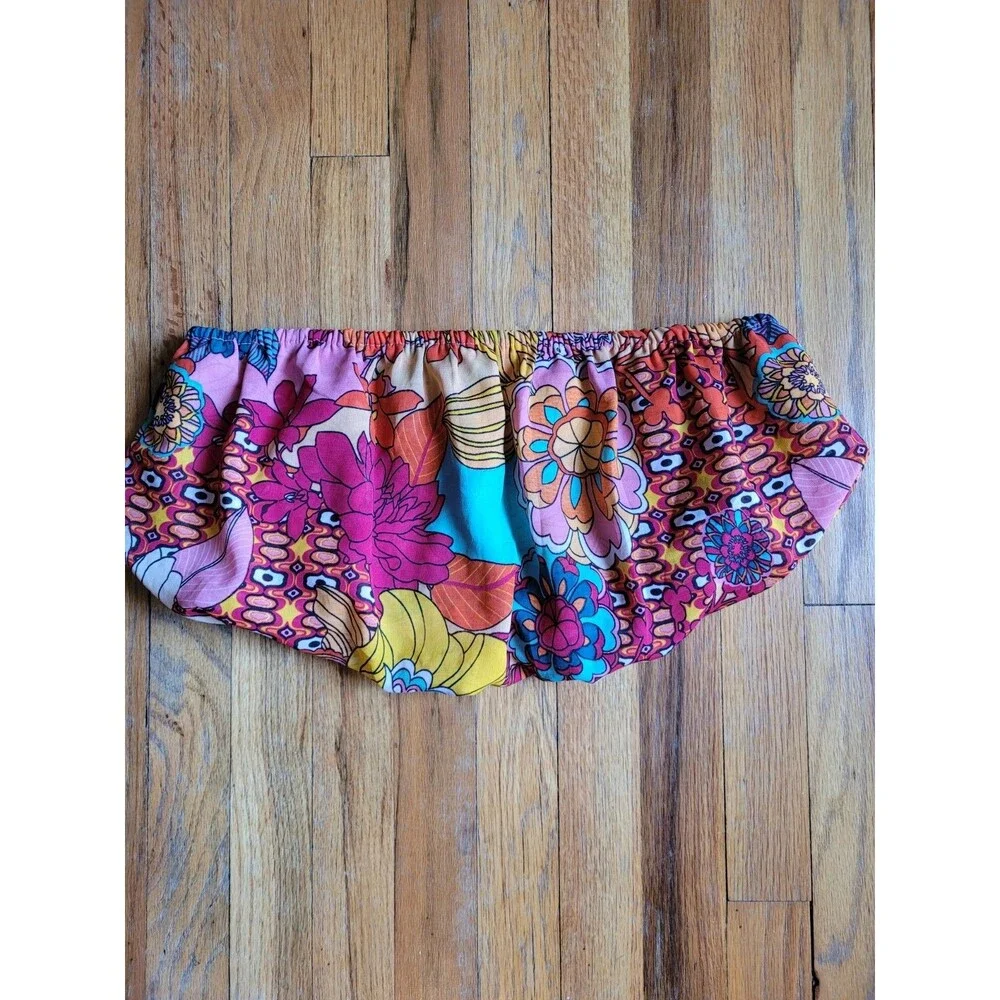 Girl Soul Womens Multicolor Tropical Floral Tube Top Size L Sleeveless Summer - Picture 10 of 11
